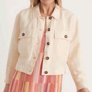 Marine Layer Holland crop jacket lightweight Womens Jacket Beige chore ‎ Large